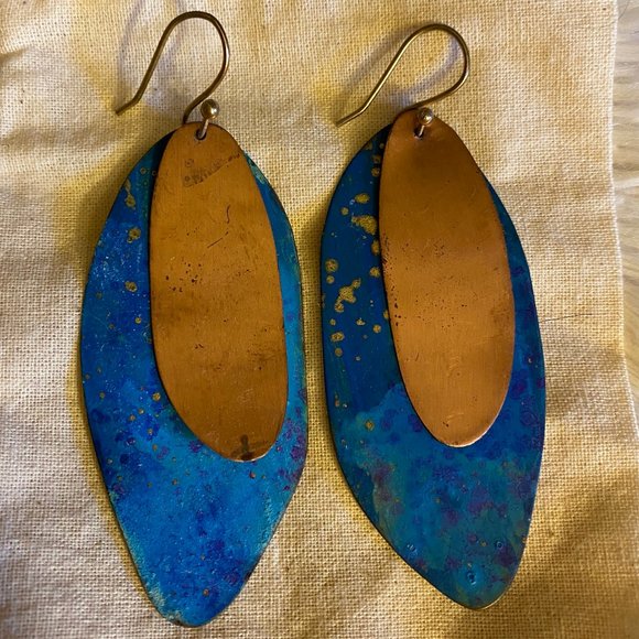 Anthropologie Jewelry - ANTHROPOLOGIE Sibilia Copper/Blue Drop Earrings